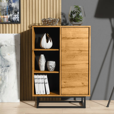 B&Q - Elysian Loft Sideboard 100Cm Industrial Dark OakCreative Furniture