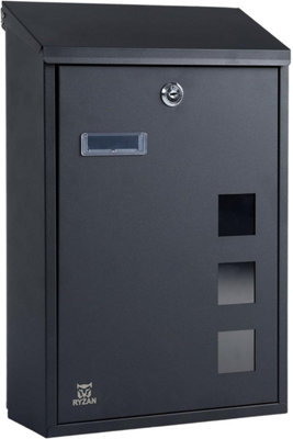 B&Q Wall Mounted Letterbox, Mailbox,Copper Lock Steel Post Box Modern Delivery For Outside With Nameplate, Viewing Windows