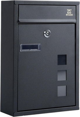 B&Q Modern Delivery Steel Post Box Wall Mounted Mailbox Letterbox With Nameplate For External Use Lockable Weatherproof Easy Install