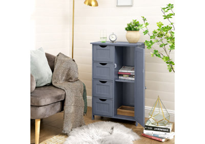 Hygrad Built to Survive Bathroom Floor Cabinet Cupboard Free Standing Wooden Cabinet Storage Unit With 4 Drawers & 1 DoorAdjustable Shelf from B&Q