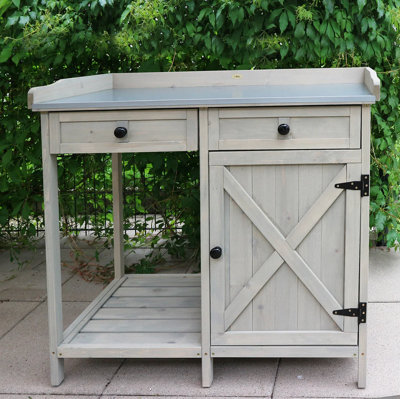 Hygrad Built to Survive Potting Bench Table Wood Garden Work Station Bench With Cabinet Drawer And Shelf from B&Q