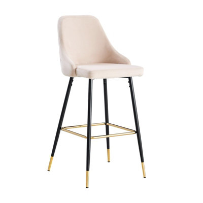 Hygrad Built to Survive 2X Bar Stools Velvet Breakfast Chair Kitchen Pub High Counter Stool Restaurant from B&Q