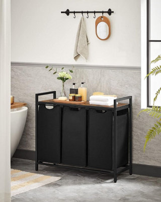 Hygrad Built to Survive Large Industrial Wooden/metal Laundry Hamper Basket Bin Organiser 3 X Removable Bags (30L Each) from B&Q