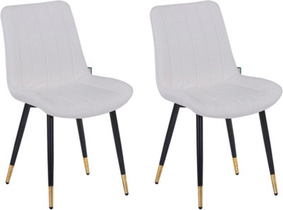 B&Q -  2 X Faux Pu Leather Accent Padded Cushioned Dining Office Living Room Chairs With Chrome Legs