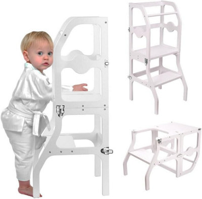 B&Q -  Kids Wooden Table And Bench Plus Kitchen Step Stool Learning Tower Safety Rail