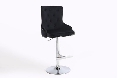 Hygrad Built to Survive Set Of 2 Luxury Velvet Bar Stools With Lion Knocker Back Rest Padded Breakfast Bar Stools from B&Q