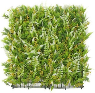 Hygrad Built to Survive Pack Of 12 X Artificial Boxwood Topiary Screen Wall Hedge Grass 50X50Cm For Indoor/outdoorLime Green from B&Q