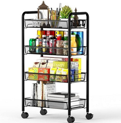 Hygrad Built to Survive 4 Tier Rolling Kitchen Cart With Removable Baskets & Hooks For Kitchen UtensilsSturdy Design On Wheels from B&Q