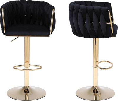 Hygrad Built To Survive Pair Of Velvet Bar Stools Luxury Breakfast Bar Stool Kitchen 360 Degree Swivel