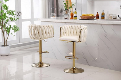 Hygrad Built to Survive Pair Of Velvet Bar Stools Luxury Breakfast Bar Stool Kitchen 360 Degree Swivel from B&Q