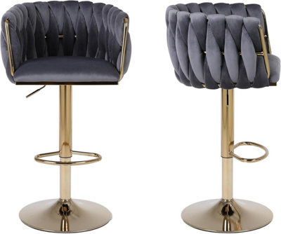 Hygrad Built To Survive Pair Of Velvet Bar Stools Luxury Breakfast Bar Stool Kitchen 360 Degree Swivel