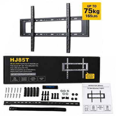 SECURICAM Tv Wall Bracket Mount For 40-85 Inch Lcd, Led, Oled & Plasma Tvs - Flat Wall Mount, 75Kg Capacity, Max Vesa 600X400mm