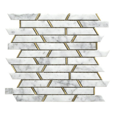 Monte Carlo White Mosaic Tile SheetHouse Of Mosaics Sample from B&Q