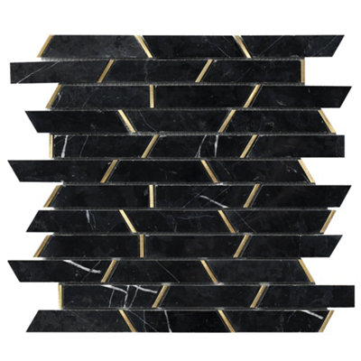 Monte Carlo Black Mosaic Tile SheetHouse Of Mosaics Sample from B&Q