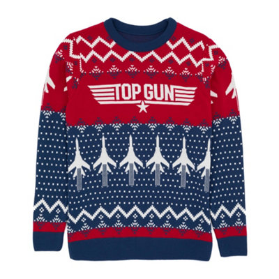 Vanilla Underground Top Gun Mens Blue Knitted Christmas Jumper Jumper (Xx-Large) from B&Q