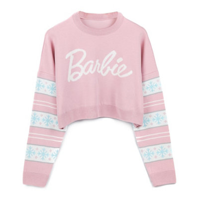 B&Q -  Barbie Womens Pink Barbie Logo Christmas Jumper (Large)