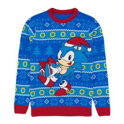 Vanilla Underground Sonic The Hedgehog Mens Blue Sonic Christmas Jumper (Medium) from B&Q