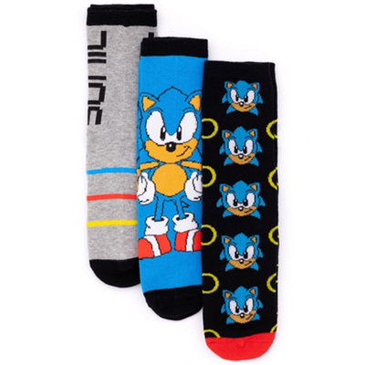 Sonic The Hedgehog Men's Black Calf Socks Set Of 3 | | Official Merch | Size: 7-11 - Image 4