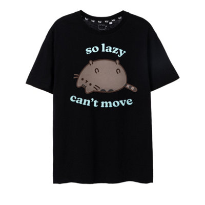 Vanilla Underground Pusheen Womens Black So Lazy Short Sleeved T-Shirt (Small) from B&Q
