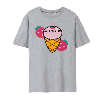 B&Q -  Pusheen Womens Grey Ice Cream Short Sleeved T-Shirt (Large)