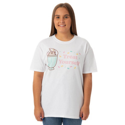 B&Q -  Pusheen Womens White Treat Yourself Short Sleeved T-Shirt (Medium)