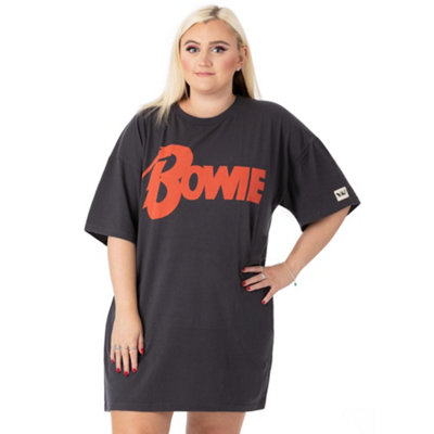 Vanilla Underground David Bowie Womens Grey Logo Oversized Short Sleeved T-Shirt (Large) from B&Q