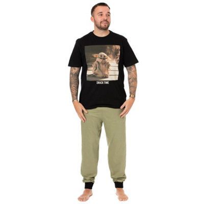 Vanilla Underground Star Wars Mens Black Grogu Short Sleeve Long Leg Pyjama Set (Small)