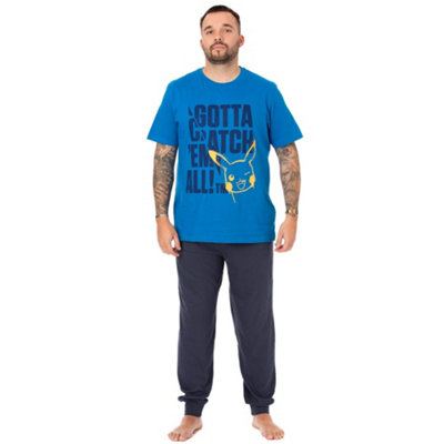 Vanilla Underground Pokemon Mens Blue Pikachu Short Sleeve Long Leg Pyjama Set (Small) from B&Q