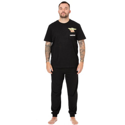 B&Q -  Star Wars Mens Black Grogu Short Sleeve Long Leg Pyjama Set (Small)