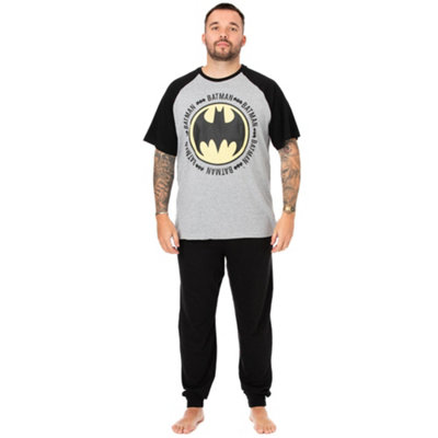 B&Q -  Dc Comics Mens Black Batman Logo Short Sleeve Long Leg Pyjama Set (Small) - Image 4