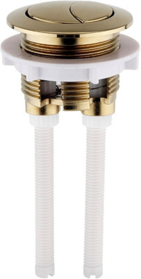 Taps2Traps Brushed Brass Effect Universal Toilet Dual Flush Button Fit 38mm Cistern Hole from B&Q