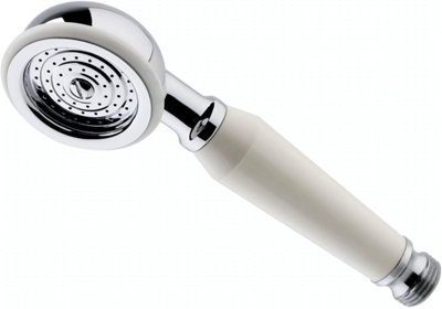 Taps2Traps Victorian Style Traditional Shower Handset White & Chrome Bathroom Hand Held Or Fits Cradle from B&Q