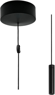 Taps2Traps™ Matt Black Bathroom Light Pull Switch With Mordern Sleek Toggle & Black Cord 2 Way 6A from B&Q