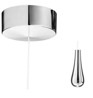 Taps2Traps™ Chrome Bathroom Ceiling Light Pull Cord Switch 2 Way 6A With Cp Teardrop Pendant from B&Q