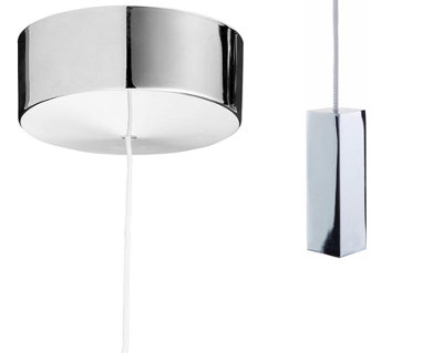 Taps2Traps Chrome Bathroom Ceiling Light Pull Cord Switch 2 Way 6A With Modern Cube Pendant from B&Q