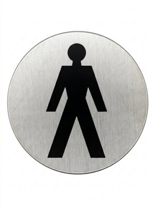 Taps2Traps Male Toilet Door Sign 75mm Stainless Steel Accessible Bathroom Sign Adhesive Backing from B&Q