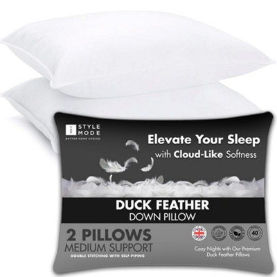 istyle mode (2 Pack) Goose Feather Down Bed Pillows For SleepingStandard-Queen(74Cmx48Cm)High Filling 900G from B&Q