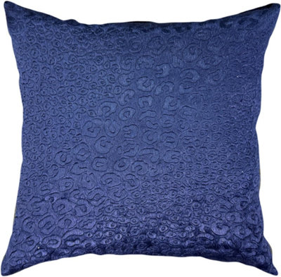 B&Q -  Leopard Navy Embossed Velvet Square Throw Memory Filled Cushion 48Cmx48Cm