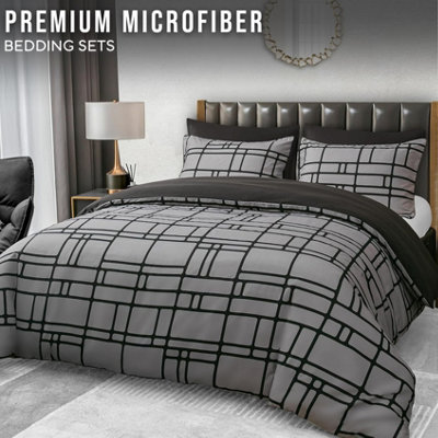 B&Q Pamposh Double Duvet Set Premium Brushed Microfiber Duvet Cover Double Ultrasoft Duvet Double Cover Set With Zipper Closure