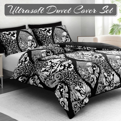 B&Q Pamposh Single Duvet Cover Set Premium Brushed Microfiber Duvet Cover Ultrasoft Hypoallergenic Reversible With Zipper Closure
