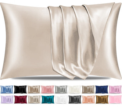 B&Q -  Satin Silk Pillowcases For Hair And Skin 2 Pack Standard Size With Envelope Closure 2 Pcs Pillowcases