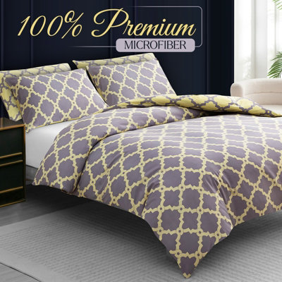 B&Q Pamposh Double Duvet Set Premium Brushed Microfiber Duvet Cover Double Ultrasoft Hypoallergenic With Zipper Closure