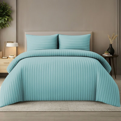 Pamposh Satin Stripe Single Duvet Cover Set Premium Microfibre Hotel Quality Quilt Cover Bedding Sets Hypoallergenic Ultrasoft Bed from B&Q