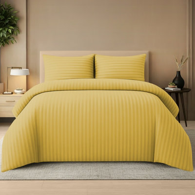 Pamposh Satin Stripe Super King Duvet Set Premium Microfiber Hotel Quality Quilt Cover Bedding Sets Hypoallergenic Ultrasoft from B&Q
