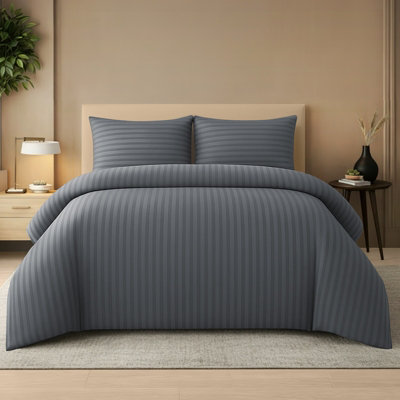 Pamposh Satin Stripe Single Duvet Cover Set Premium Microfibre Hotel Quality Quilt Cover Bedding Sets Hypoallergenic Ultrasoft Bed from B&Q