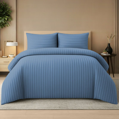 Pamposh Satin Stripe Super King Duvet Set Premium Microfiber Hotel Quality Quilt Cover Bedding Sets Hypoallergenic Ultrasoft