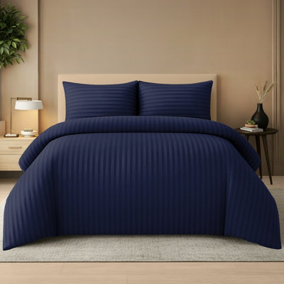 Pamposh Satin Stripe Single Duvet Cover Set Premium Microfibre Hotel Quality Quilt Cover Bedding Sets Hypoallergenic Ultrasoft Bed from B&Q