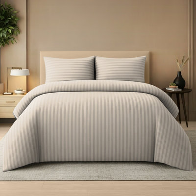 Pamposh Satin Stripe Single Duvet Cover Set Premium Microfibre Hotel Quality Quilt Cover Bedding Sets Hypoallergenic Ultrasoft Bed