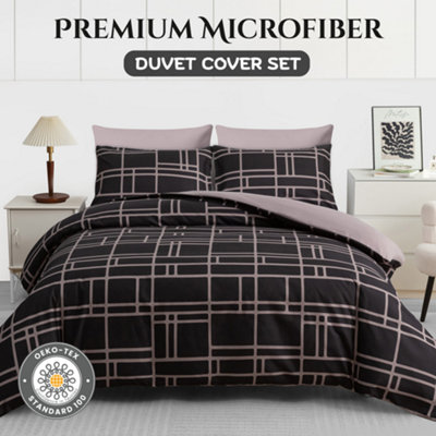 Lazzaro Premium Duvet Cover Set Double Brushed Microfiber Reversible With Zipper Closure & Corner Ties from B&Q