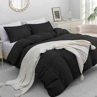 B&Q -  King Size Duvet Cover Set Pre-Washed Microfibre Bedding Set Lightweight Premium Quilt Cover Set With Zipper Closure